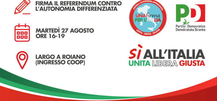 Roiano: presidio per la raccolta delle firme per la richiesta di referendum abrogativo della legge sull’Autonomia differenziata