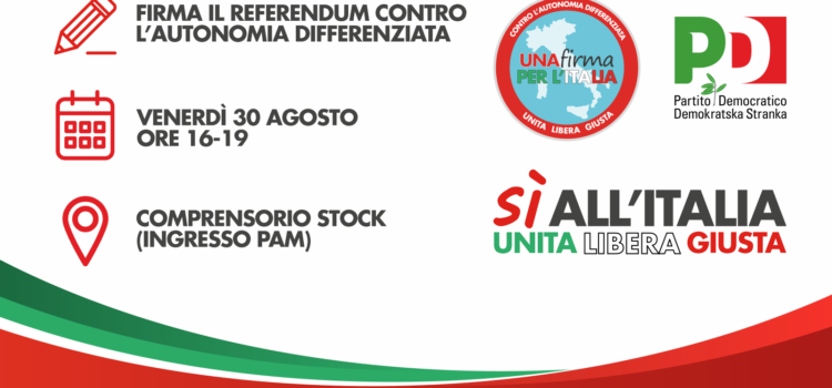 Stock: presidio per la raccolta delle firme per la richiesta di referendum abrogativo della legge sull’Autonomia differenziata