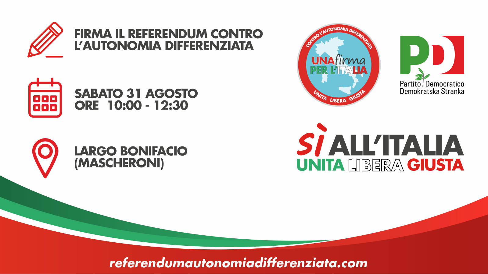 Presidio firme referendum largo Bonifacio