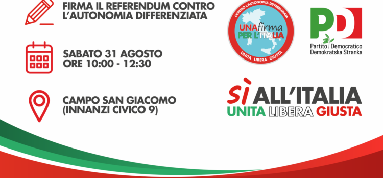 San Giacomo: presidio per la raccolta delle firme per la richiesta di referendum abrogativo della legge sull’Autonomia differenziata