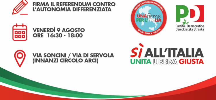 Servola: presidio per la raccolta delle firme per la richiesta di referendum abrogativo della legge sull’Autonomia differenziata